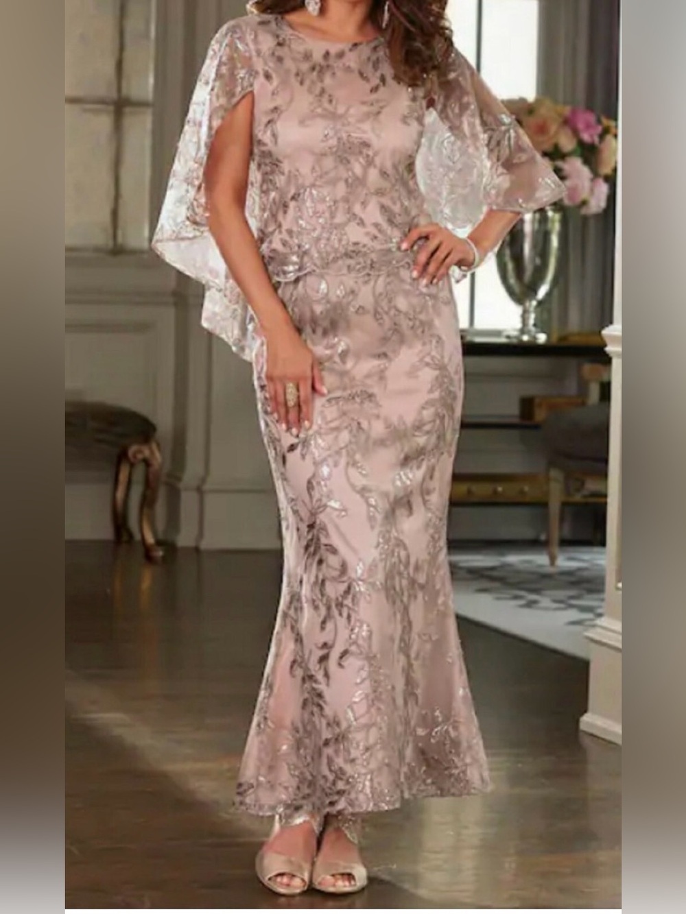 BRIANNA Formal Gown  size  6 Dress CAPELT Pink SEQUINS Lace